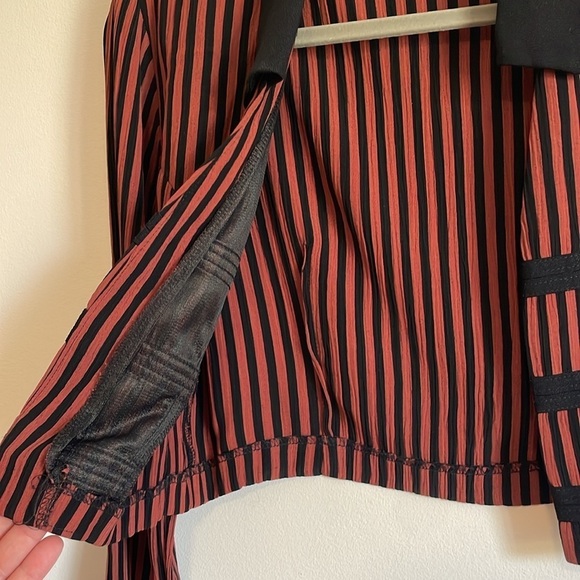 VTG Striped Jacket 10 90s Emo Dawn Joy 10 Rust Black Vertical Grunge Alt Goth - Picture 7 of 16